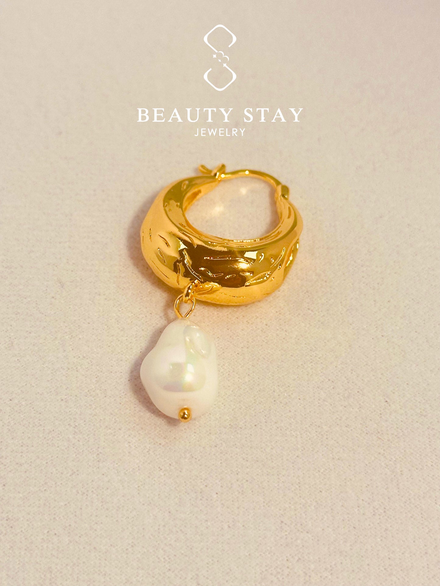 Gold plated versatile earrings-Pearl