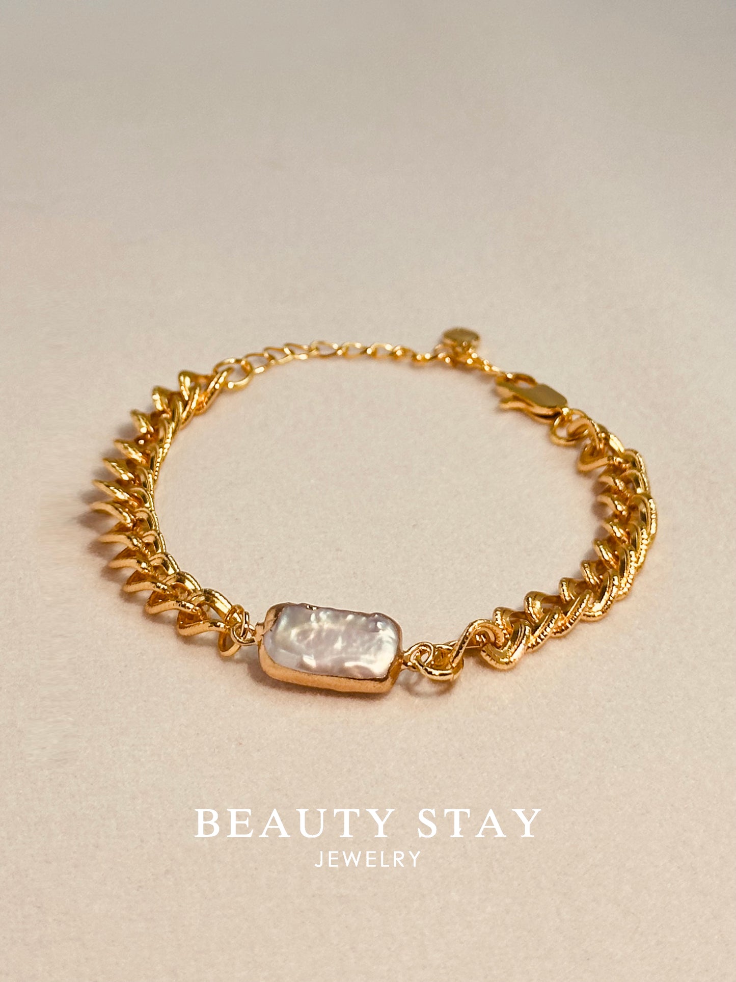 Baroque gold pearl bracelet-Cube