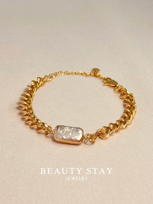 Baroque gold pearl bracelet-Cube