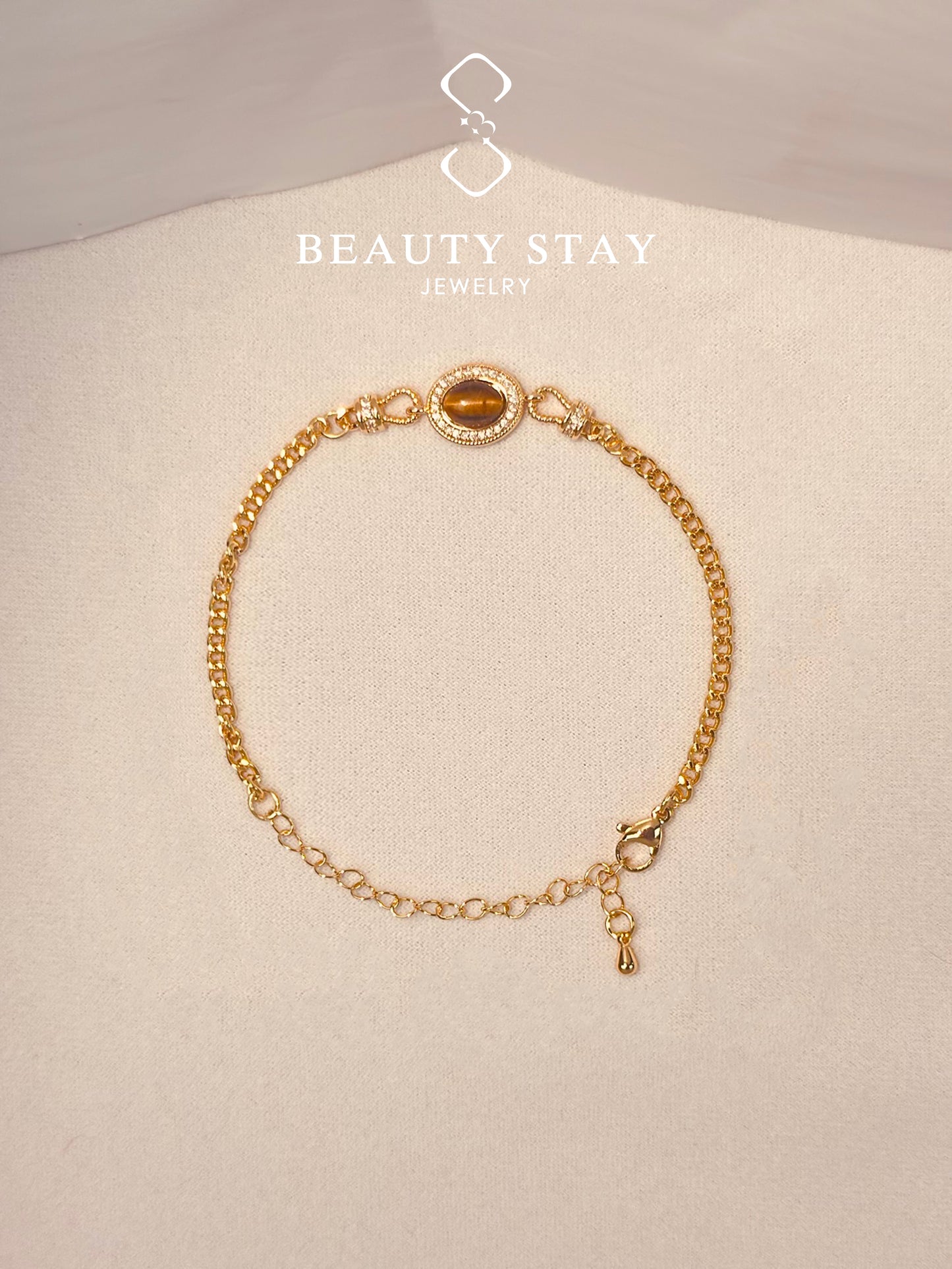 Baroque gold pearl bracelet-Cat eye stone