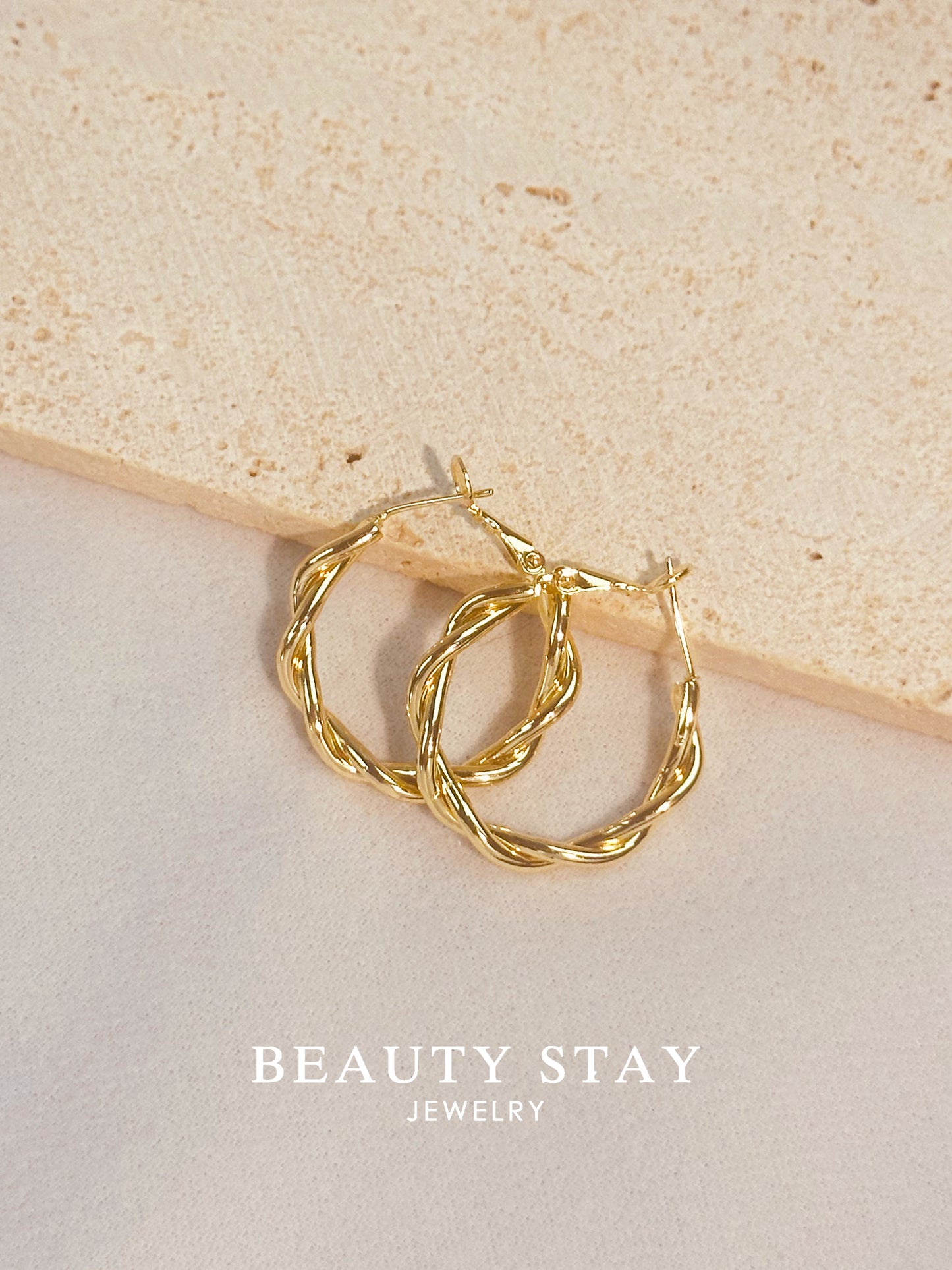 Gold plated versatile earrings-wave