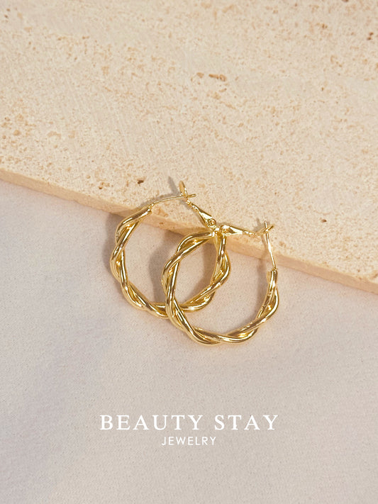 Gold plated versatile earrings-wave