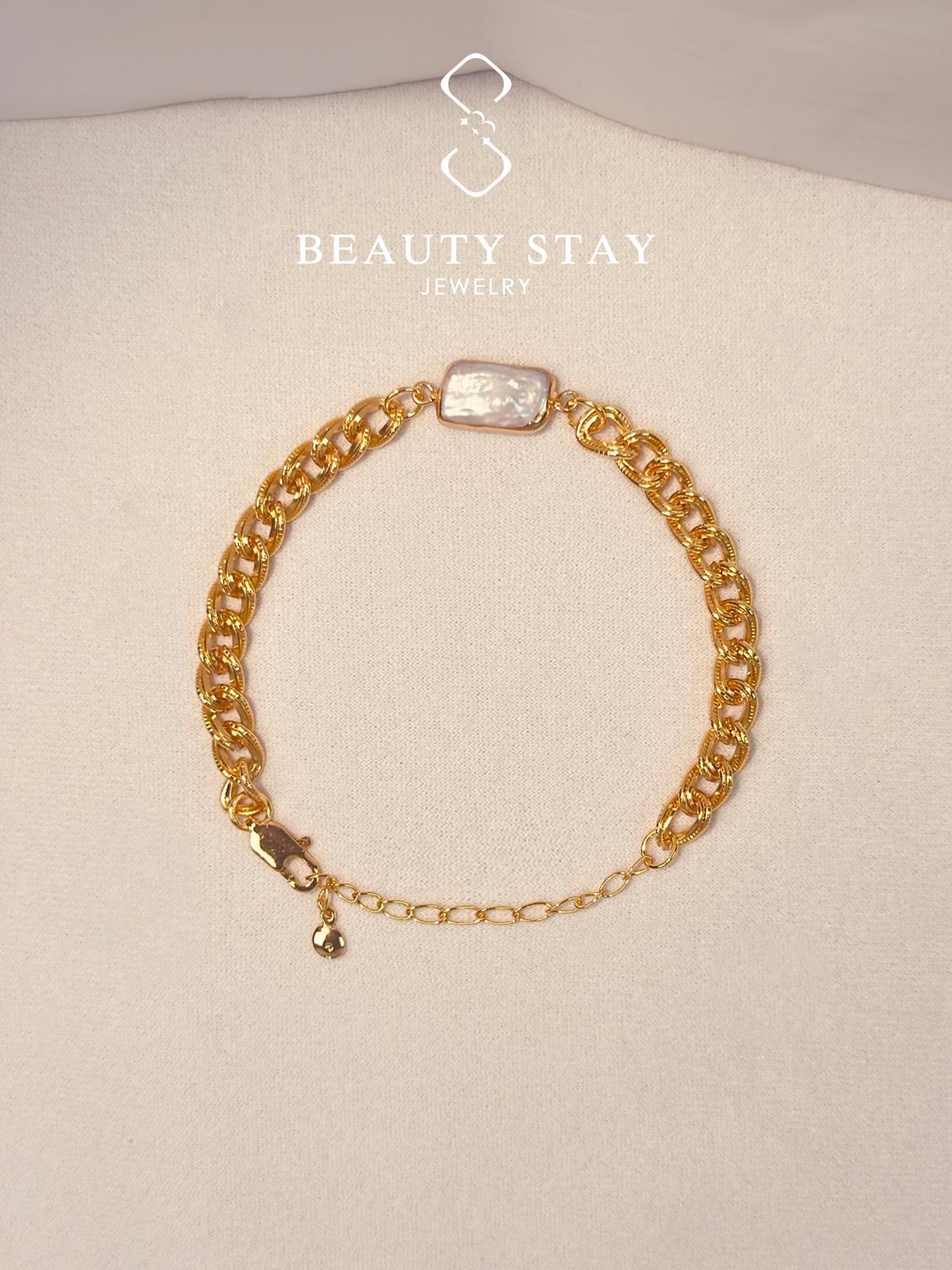 Baroque gold pearl bracelet-Cube