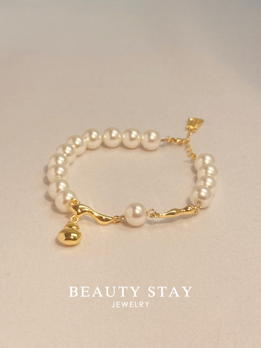 Baroque gold pearl bracelet-gourd