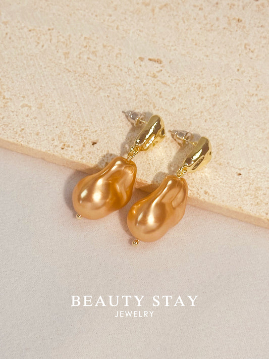 Gold plated versatile earrings-pearl