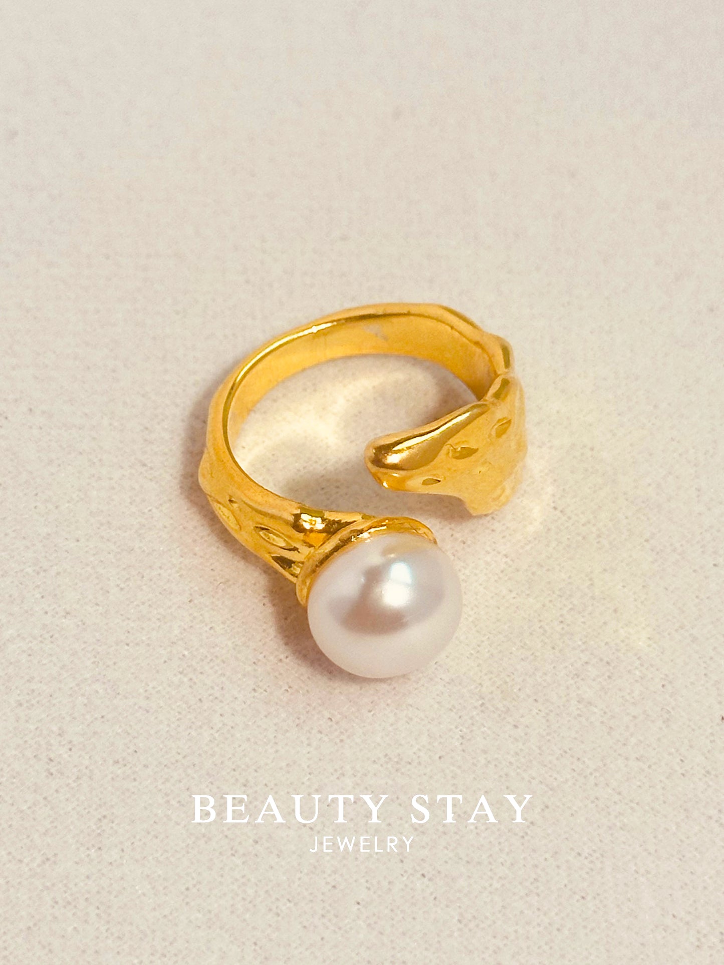 Gold plated pearl open ring