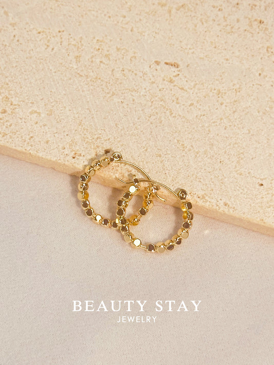 Gold plated versatile earrings-cube