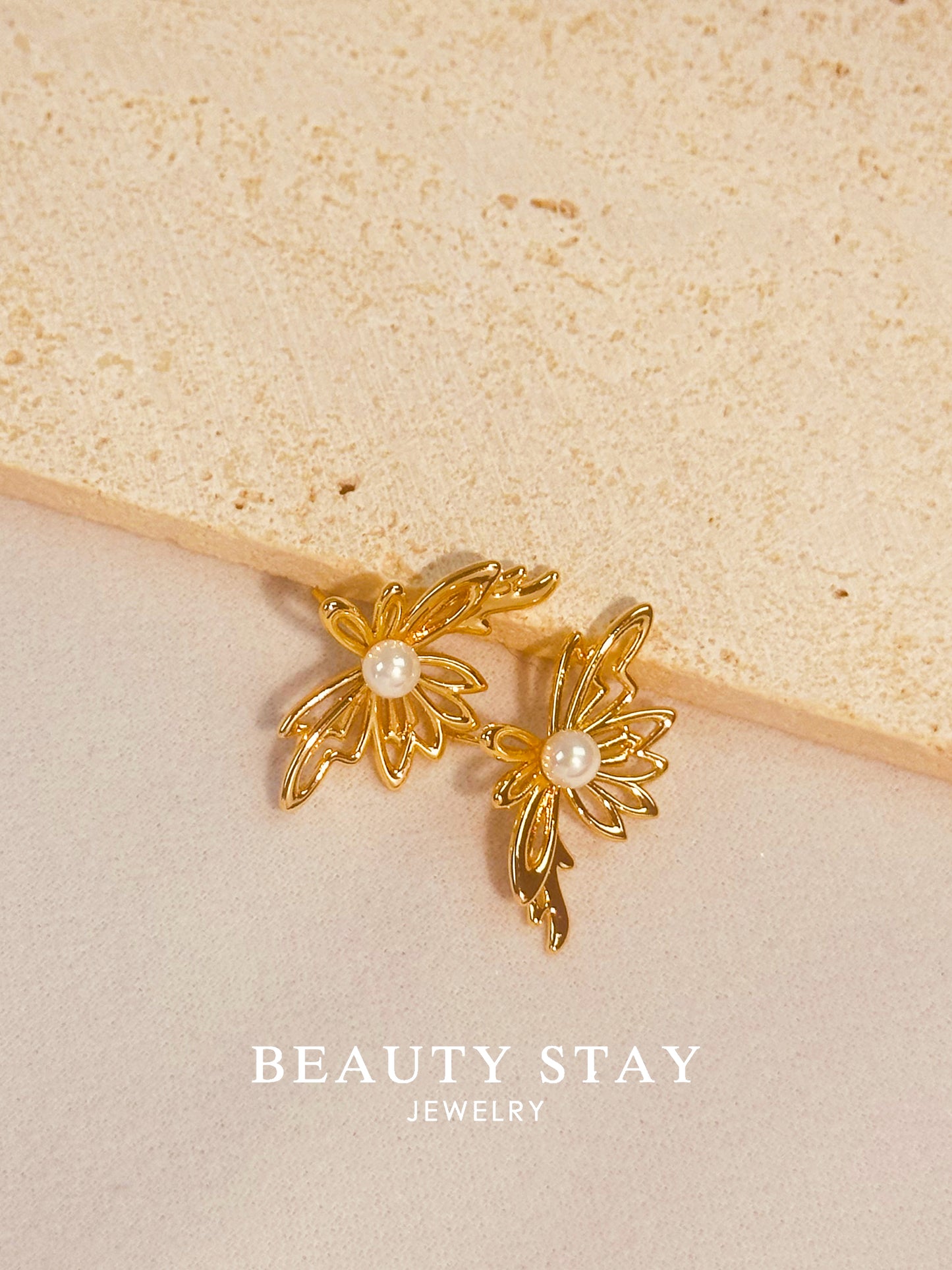 Gold plated versatile earrings-Flower