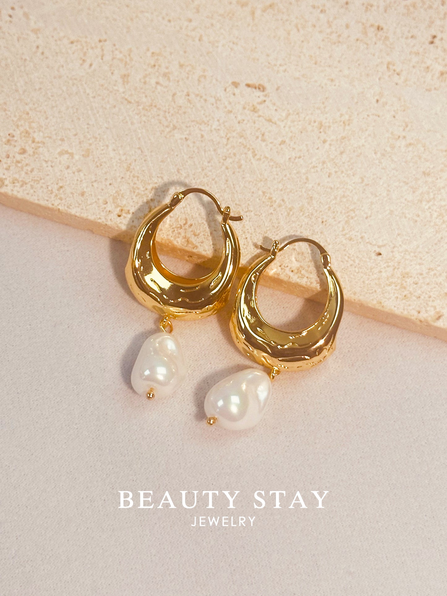 Gold plated versatile earrings-Pearl