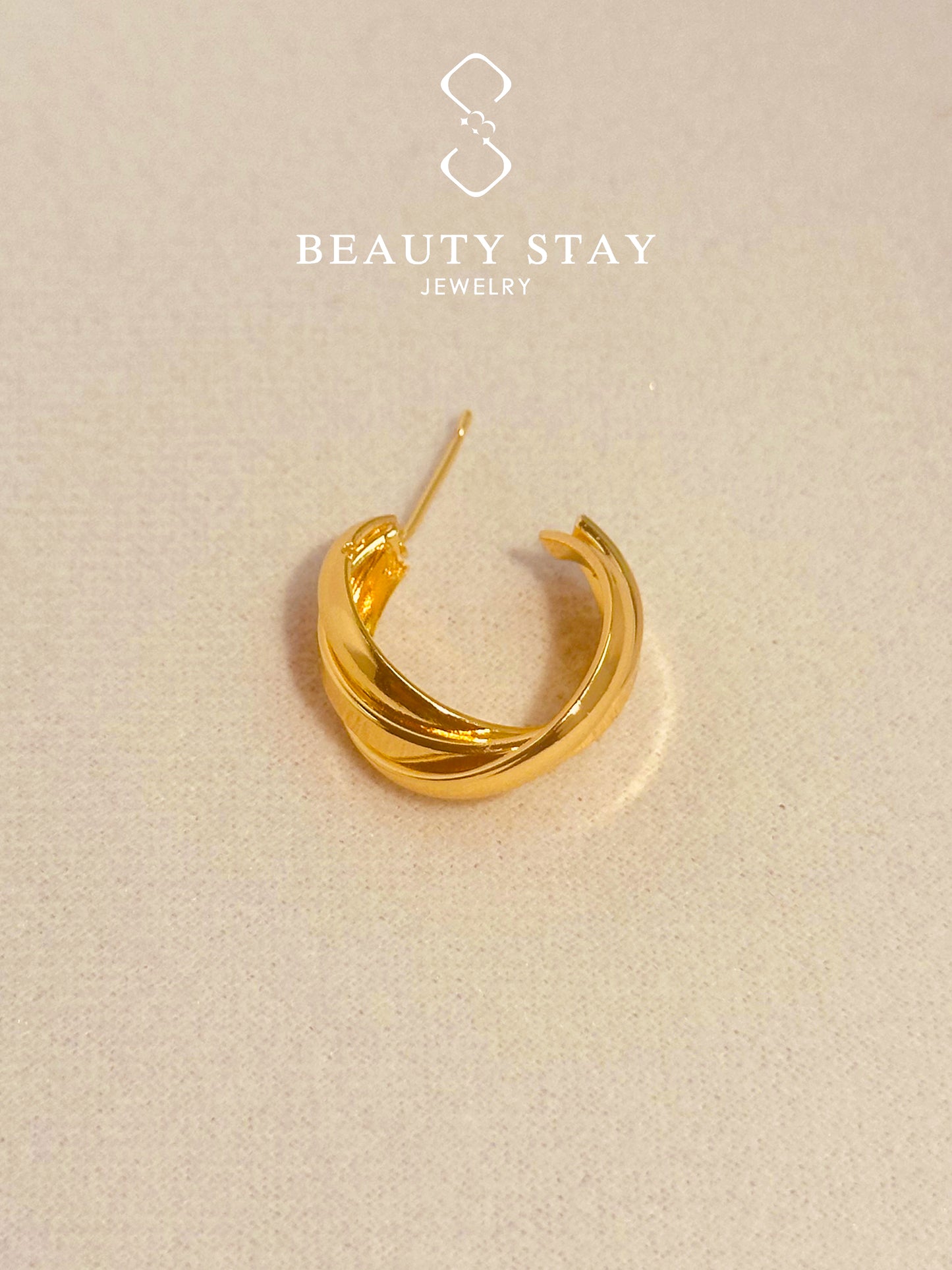 Gold plated versatile earrings-wave