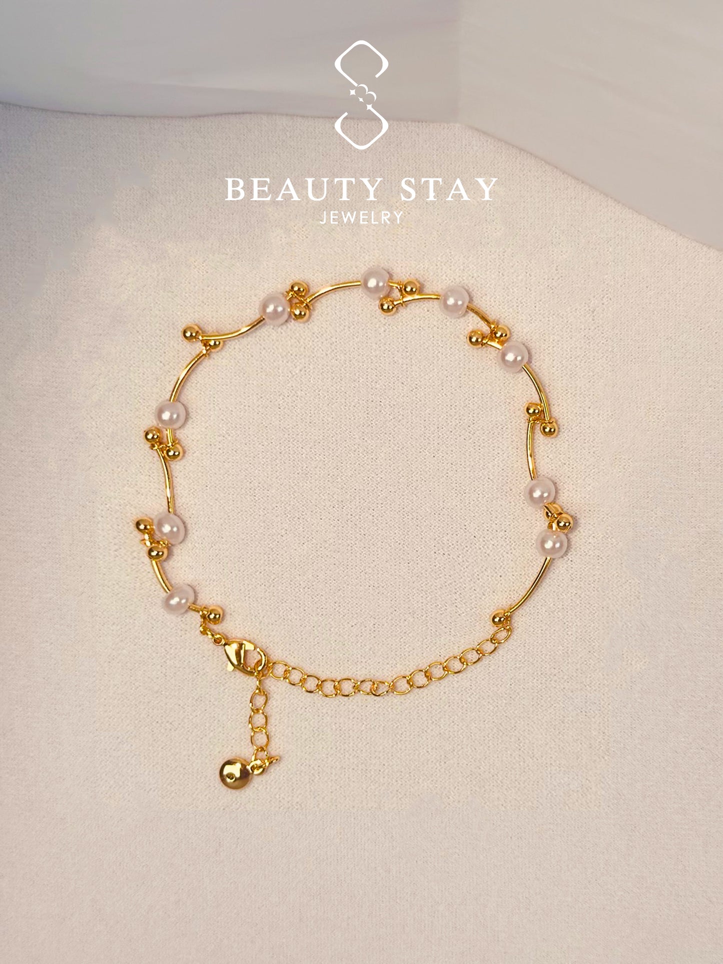 Baroque gold pearl bracelet-curve