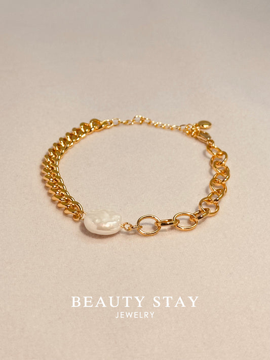 Baroque gold pearl bracelet-round