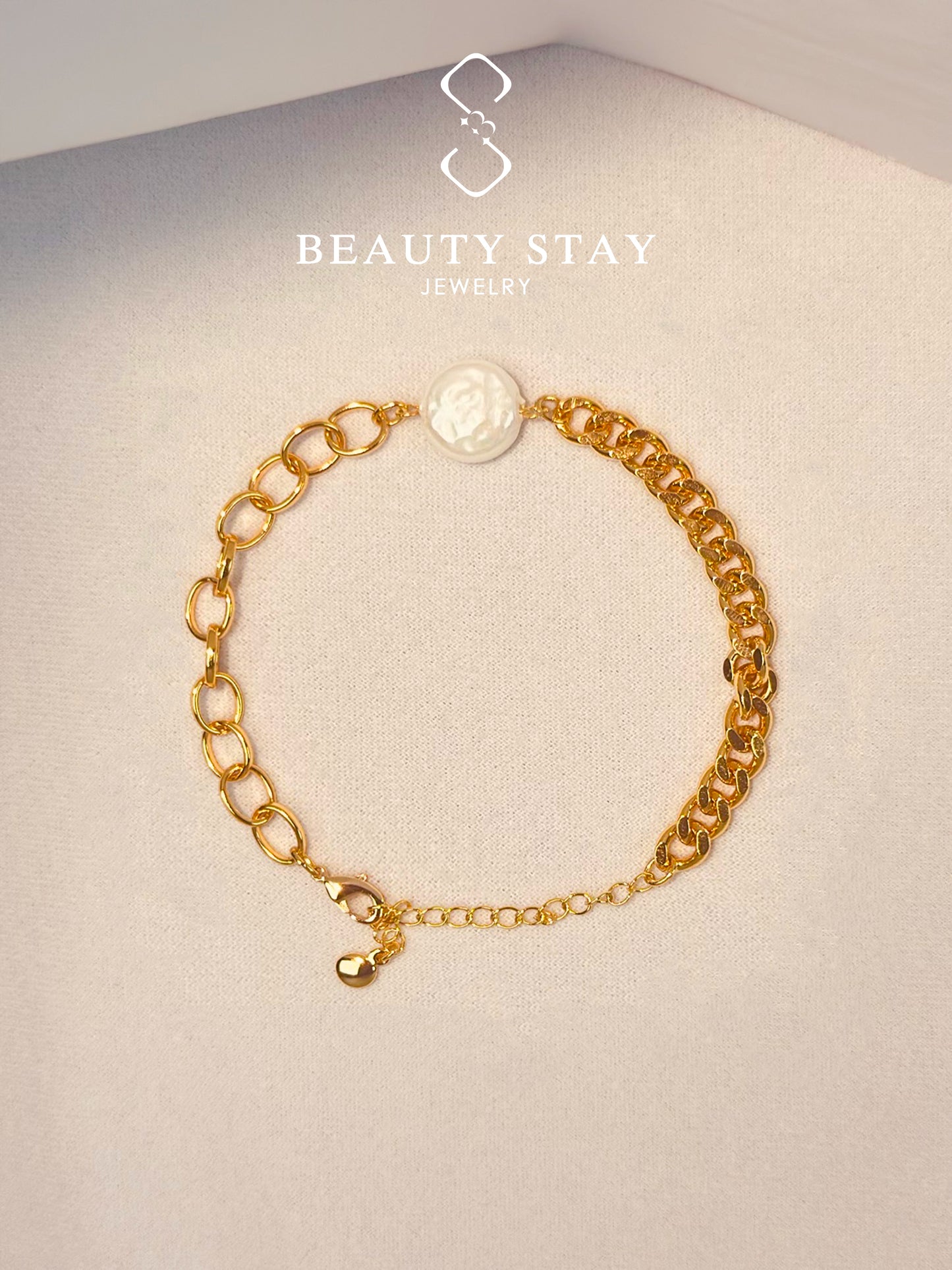 Baroque gold pearl bracelet-round