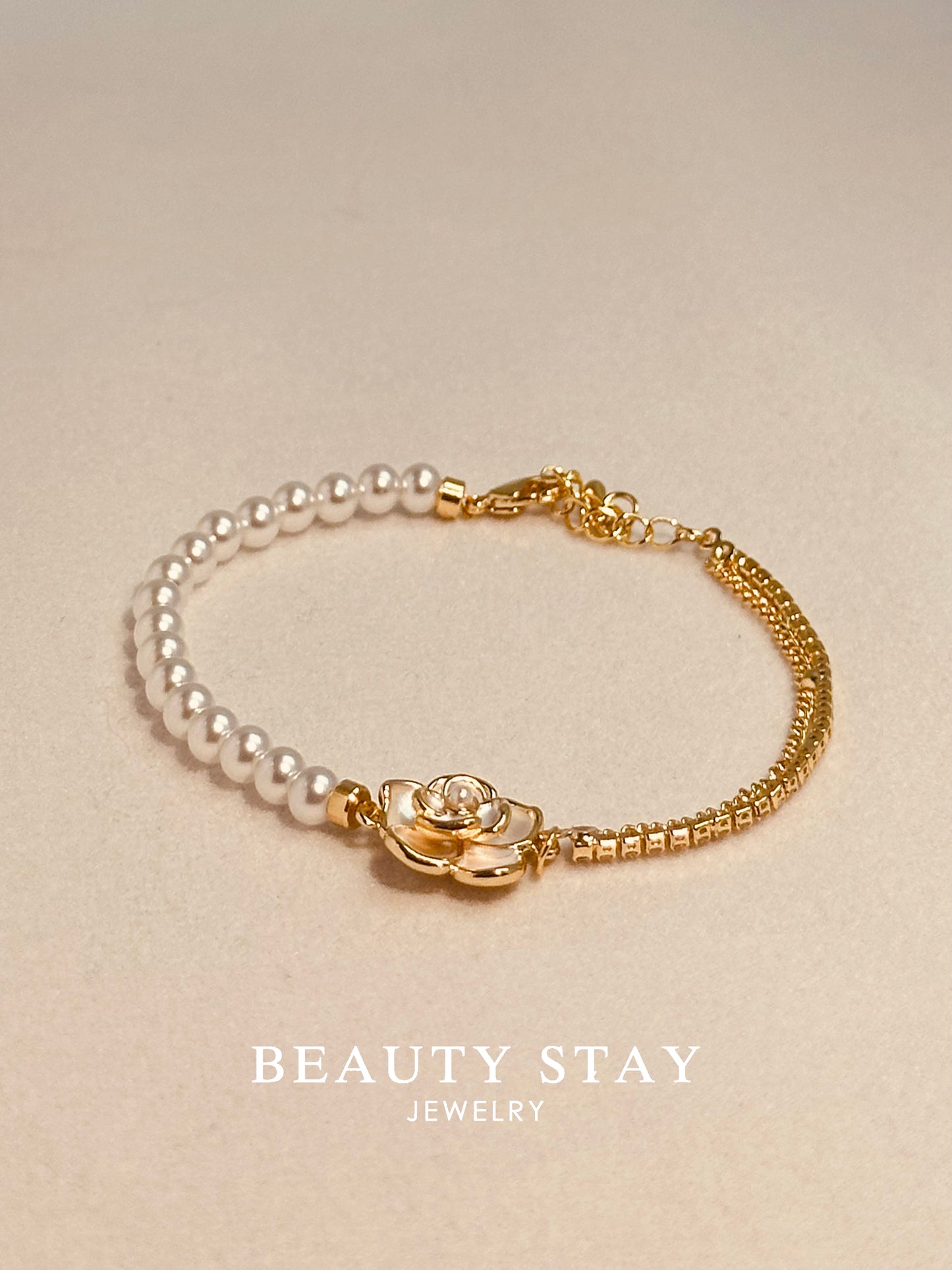 Baroque gold pearl bracelet-Flower