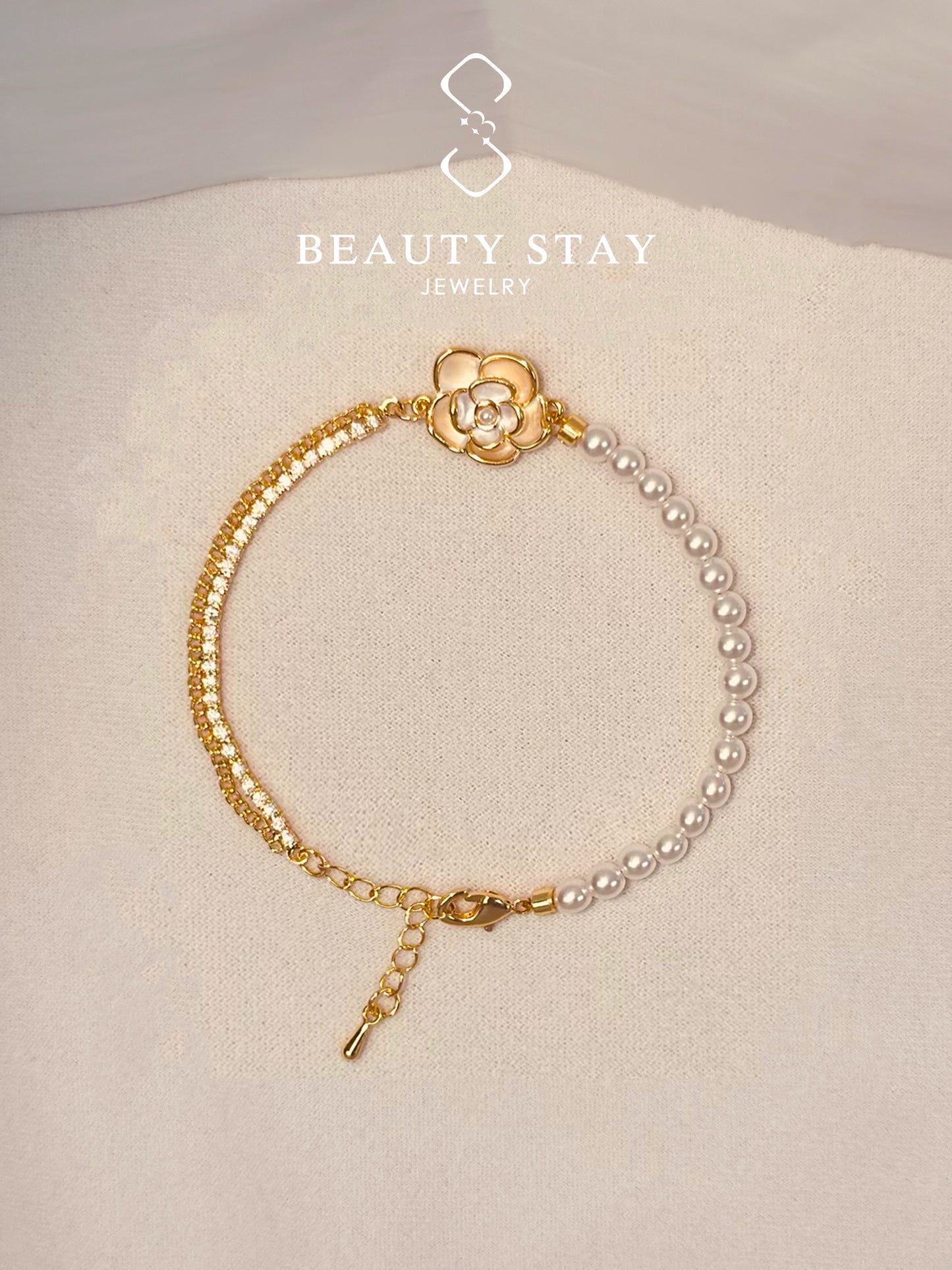 Baroque gold pearl bracelet-Flower