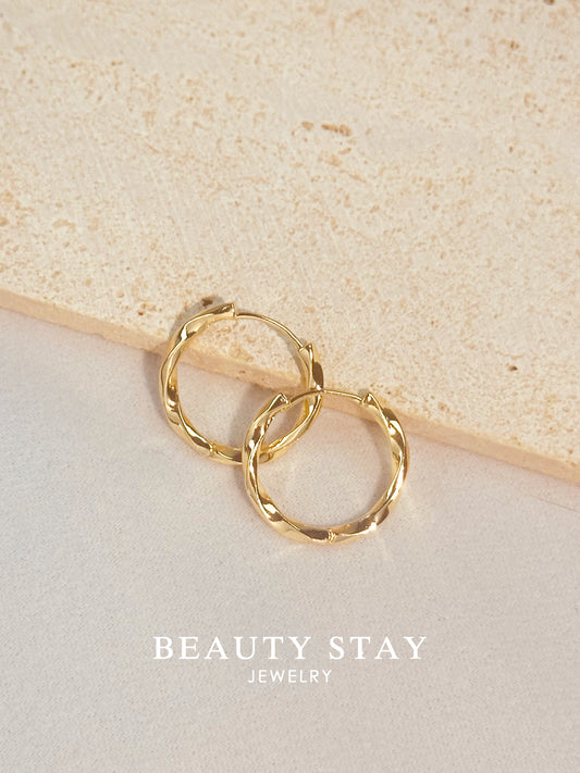 Gold plated versatile earrings-wave