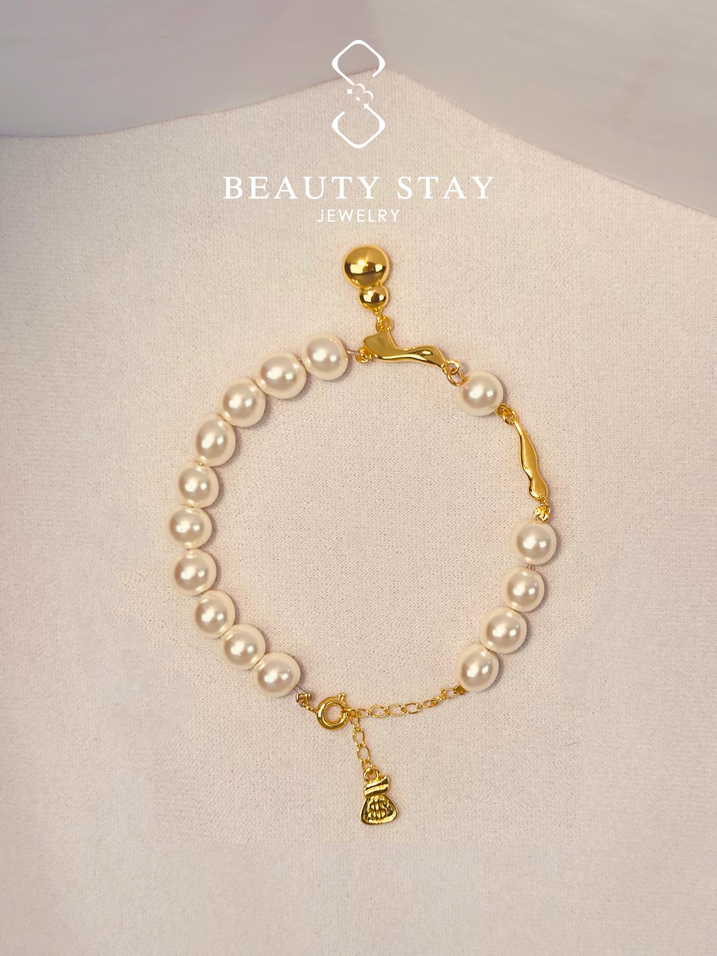 Baroque gold pearl bracelet-gourd